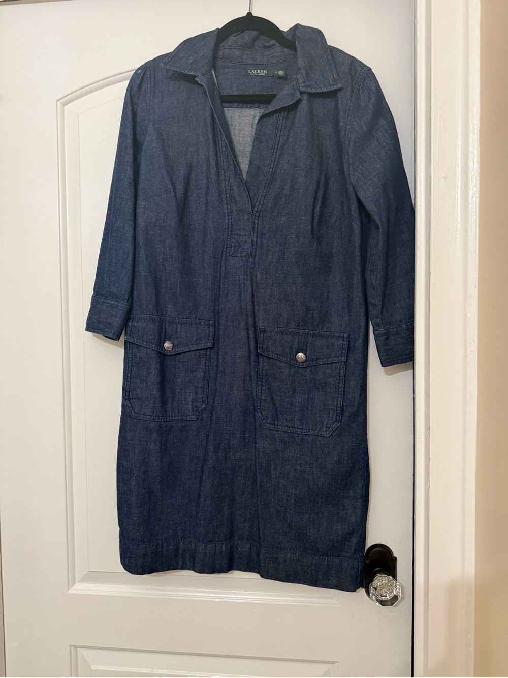 Lauren Ralph Lauren Dark Blue Denim Long Sleeve Shirt Dress